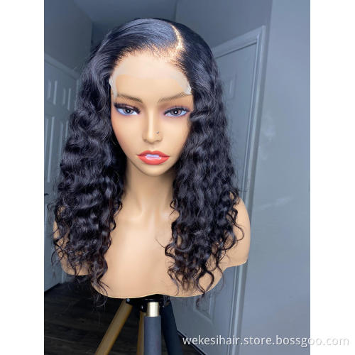 WKSwigs Cheap Brazilian Human Virgin Water Wave Hair Lace Front Wig 13x4 Natural Curly Water Wave Human Hair Wig Lace Front